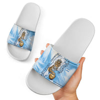 Argentina Football Land Of Champions Slide Sandals Halftone Dot Jaguar Mascot National Map