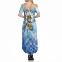 Argentina Football Land Of Champions Summer Maxi Dress Halftone Dot Jaguar Mascot National Map
