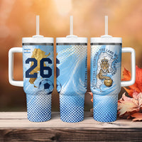 Argentina Football Land Of Champions Tumbler With Handle Halftone Dot Jaguar Mascot National Map