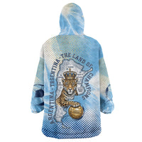 Argentina Football Land Of Champions Wearable Blanket Hoodie Halftone Dot Jaguar Mascot National Map