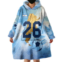 Argentina Football Land Of Champions Wearable Blanket Hoodie Halftone Dot Jaguar Mascot National Map