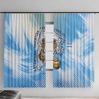Argentina Football Land Of Champions Window Curtain Halftone Dot Jaguar Mascot National Map