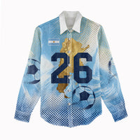 Argentina Football Land Of Champions Women Casual Shirt Halftone Dot Jaguar Mascot National Map