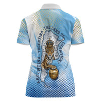 Argentina Football Land Of Champions Women Polo Shirt Halftone Dot Jaguar Mascot National Map