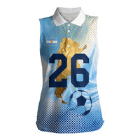 Argentina Football Land Of Champions Women Sleeveless Polo Shirt Halftone Dot Jaguar Mascot National Map