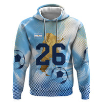Argentina Football Land Of Champions Zip Hoodie Halftone Dot Jaguar Mascot National Map