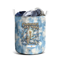 Argentina Football Campeones Del Mundo 2026 Laundry Basket Champions Soccer Flag Watercolor Paint Drips Trophy
