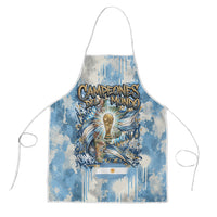 Argentina Football Campeones Del Mundo 2026 Apron Champions Soccer Flag Watercolor Paint Drips Trophy
