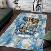 Argentina Football Campeones Del Mundo 2026 Area Rug Champions Soccer Flag Watercolor Paint Drips Trophy