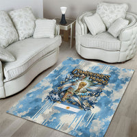 Argentina Football Campeones Del Mundo 2026 Area Rug Champions Soccer Flag Watercolor Paint Drips Trophy