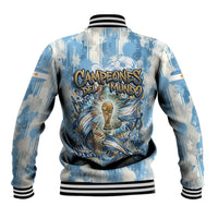 Argentina Football Campeones Del Mundo 2026 Baseball Jacket Champions Soccer Flag Watercolor Paint Drips Trophy