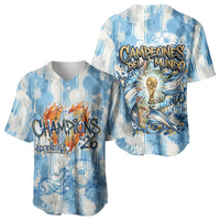 Argentina Football Campeones Del Mundo 2026 Baseball Jersey Champions Soccer Flag Watercolor Paint Drips Trophy