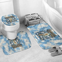 Argentina Football Campeones Del Mundo 2026 Bathroom Set Champions Soccer Flag Watercolor Paint Drips Trophy
