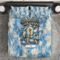 Argentina Football Campeones Del Mundo 2026 Bedding Set Champions Soccer Flag Watercolor Paint Drips Trophy