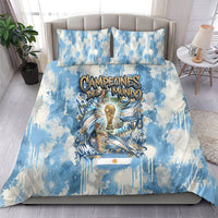 Argentina Football Campeones Del Mundo 2026 Bedding Set Champions Soccer Flag Watercolor Paint Drips Trophy