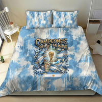 Argentina Football Campeones Del Mundo 2026 Bedding Set Champions Soccer Flag Watercolor Paint Drips Trophy