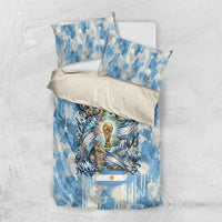 Argentina Football Campeones Del Mundo 2026 Bedding Set Champions Soccer Flag Watercolor Paint Drips Trophy
