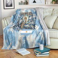 Argentina Football Campeones Del Mundo 2026 Blanket Champions Soccer Flag Watercolor Paint Drips Trophy