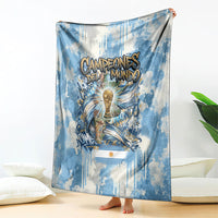 Argentina Football Campeones Del Mundo 2026 Blanket Champions Soccer Flag Watercolor Paint Drips Trophy