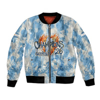 Argentina Football Campeones Del Mundo 2026 Bomber Jacket Champions Soccer Flag Watercolor Paint Drips Trophy