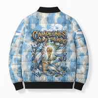 Argentina Football Campeones Del Mundo 2026 Bomber Puffer Jacket Champions Soccer Flag Watercolor Paint Drips Trophy