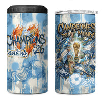 Argentina Football Campeones Del Mundo 2026 4 in 1 Can Cooler Tumbler Champions Soccer Flag Watercolor Paint Drips Trophy