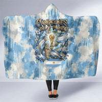 Argentina Football Campeones Del Mundo 2026 Hooded Blanket Champions Soccer Flag Watercolor Paint Drips Trophy