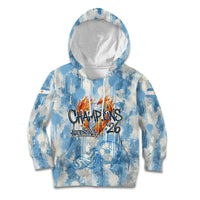 Argentina Football Campeones Del Mundo 2026 Kid Hoodie Champions Soccer Flag Watercolor Paint Drips Trophy