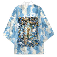 Argentina Football Campeones Del Mundo 2026 Kimono Champions Soccer Flag Watercolor Paint Drips Trophy
