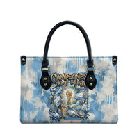 Argentina Football Campeones Del Mundo 2026 Leather Bag Champions Soccer Flag Watercolor Paint Drips Trophy