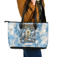 Argentina Football Campeones Del Mundo 2026 Leather Tote Bag Champions Soccer Flag Watercolor Paint Drips Trophy
