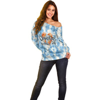 Argentina Football Campeones Del Mundo 2026 Off Shoulder Sweater Champions Soccer Flag Watercolor Paint Drips Trophy