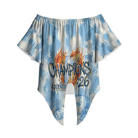 Argentina Football Campeones Del Mundo 2026 Off Shoulder Wrap Waist Top Champions Soccer Flag Watercolor Paint Drips Trophy