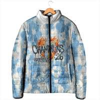 Argentina Football Campeones Del Mundo 2026 Padded Jacket Champions Soccer Flag Watercolor Paint Drips Trophy