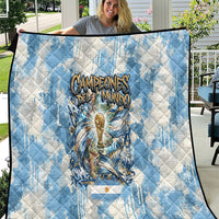 Argentina Football Campeones Del Mundo 2026 Quilt Champions Soccer Flag Watercolor Paint Drips Trophy