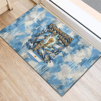 Argentina Football Campeones Del Mundo 2026 Rubber Doormat Champions Soccer Flag Watercolor Paint Drips Trophy
