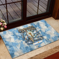 Argentina Football Campeones Del Mundo 2026 Rubber Doormat Champions Soccer Flag Watercolor Paint Drips Trophy