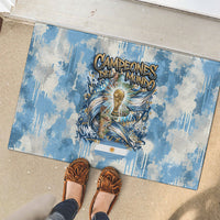 Argentina Football Campeones Del Mundo 2026 Rubber Doormat Champions Soccer Flag Watercolor Paint Drips Trophy