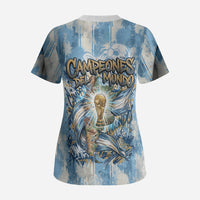 Argentina Football Campeones Del Mundo 2026 Scrub Top Champions Soccer Flag Watercolor Paint Drips Trophy