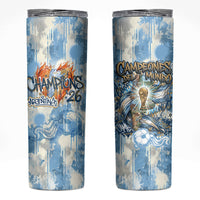 Argentina Football Campeones Del Mundo 2026 Skinny Tumbler Champions Soccer Flag Watercolor Paint Drips Trophy