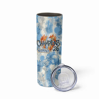 Argentina Football Campeones Del Mundo 2026 Skinny Tumbler Champions Soccer Flag Watercolor Paint Drips Trophy