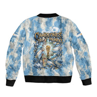 Argentina Football Campeones Del Mundo 2026 Sleeve Zip Bomber Jacket Champions Soccer Flag Watercolor Paint Drips Trophy