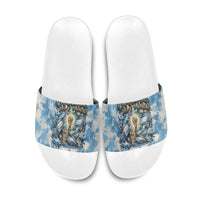 Argentina Football Campeones Del Mundo 2026 Slide Sandals Champions Soccer Flag Watercolor Paint Drips Trophy