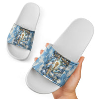 Argentina Football Campeones Del Mundo 2026 Slide Sandals Champions Soccer Flag Watercolor Paint Drips Trophy
