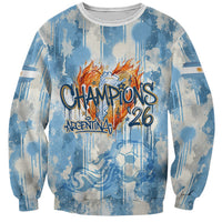 Argentina Football Campeones Del Mundo 2026 Sweatshirt Champions Soccer Flag Watercolor Paint Drips Trophy