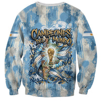 Argentina Football Campeones Del Mundo 2026 Sweatshirt Champions Soccer Flag Watercolor Paint Drips Trophy