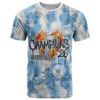 Argentina Football Campeones Del Mundo 2026 T Shirt Champions Soccer Flag Watercolor Paint Drips Trophy