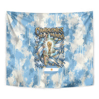 Argentina Football Campeones Del Mundo 2026 Tapestry Champions Soccer Flag Watercolor Paint Drips Trophy