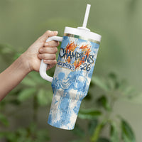 Argentina Football Campeones Del Mundo 2026 Tumbler With Handle Champions Soccer Flag Watercolor Paint Drips Trophy
