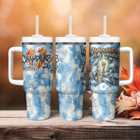Argentina Football Campeones Del Mundo 2026 Tumbler With Handle Champions Soccer Flag Watercolor Paint Drips Trophy